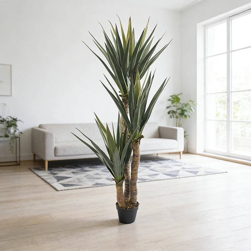 potted indoor yucca plant Artificial Agave Plant 5 FT Tall Potted Yucca Decor – Faux Natural: Best Realistic Artificial Trees for Commercial Indoor Outdoor Use
