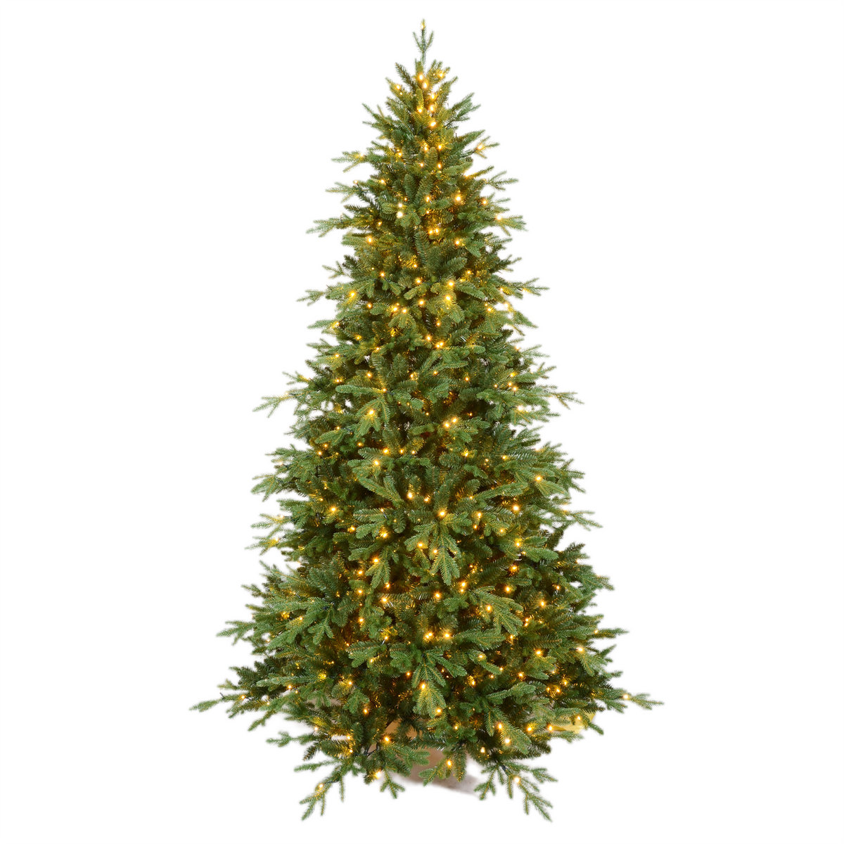 Realistic Green Pine Artificial Christmas Tree with Warm White LED Lights