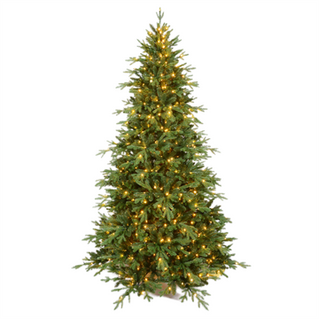 Realistic Green Pine Artificial Christmas Tree with Warm White LED Lights