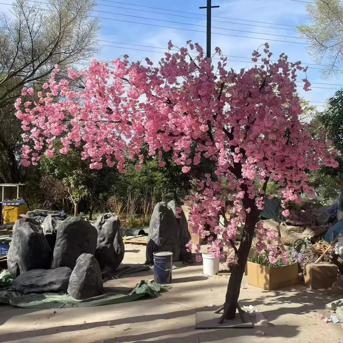 Artificial Sakura Cherry Blossom Tree Lifelike Pink Blooms Indoor Outdoor
