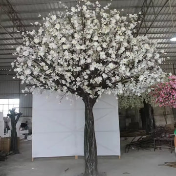 Waterproof Faux Plant Magnolia Flower Tree 9 FT