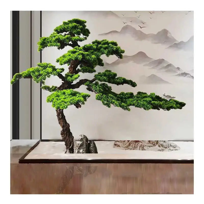 Artificial Bonsai Pine Tree Plastic and Silk Decor