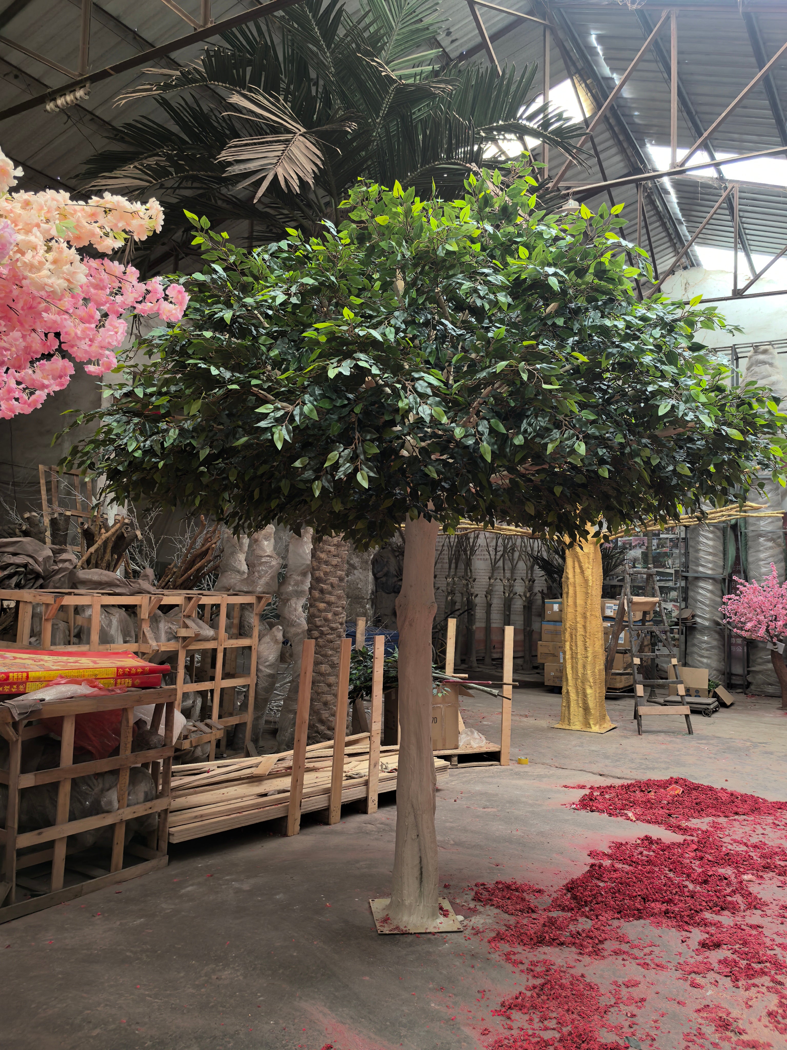 Large Artificial Ficus Tree with Fiberglass Trunk Decor