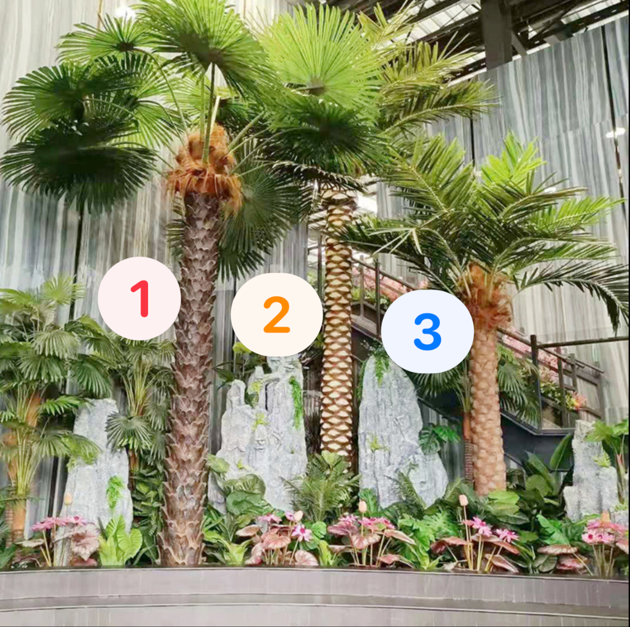 Large Artificial Palm Tree with Metal Trunk Outdoor