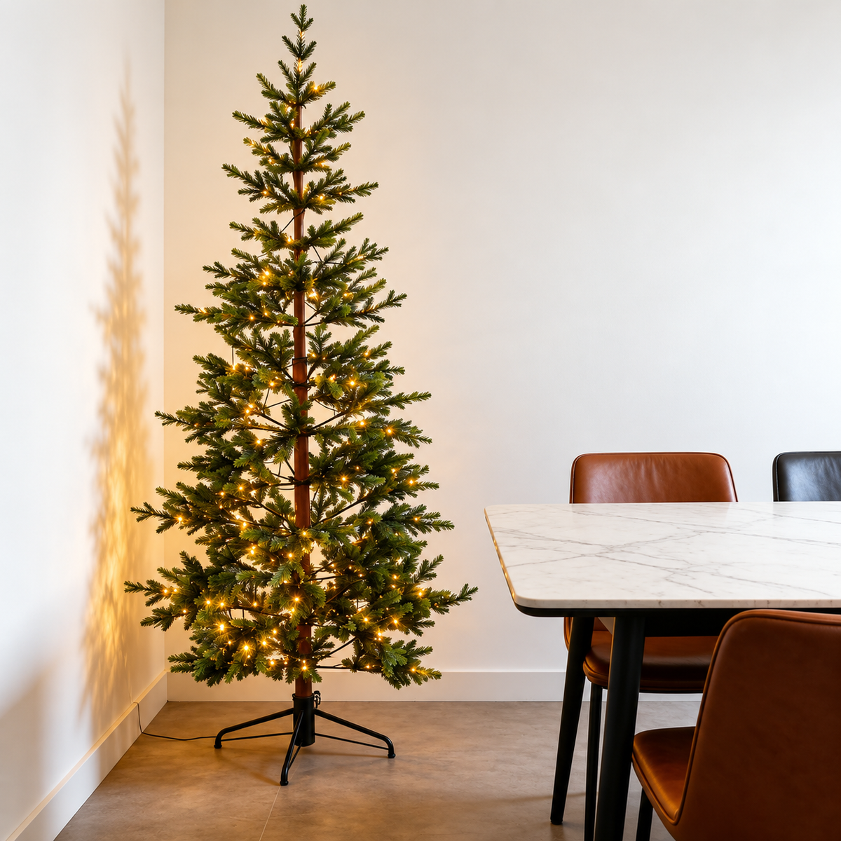 Norway Spruce Artificial Christmas Tree with Slim Pencil Shape