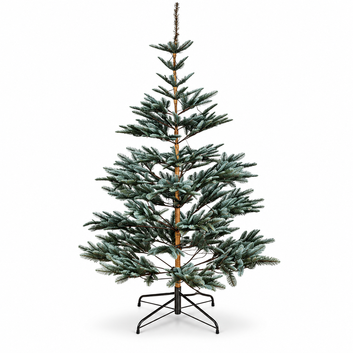 Sparse Green Artificial Christmas Tree with Realistic Branches and Metal Stand