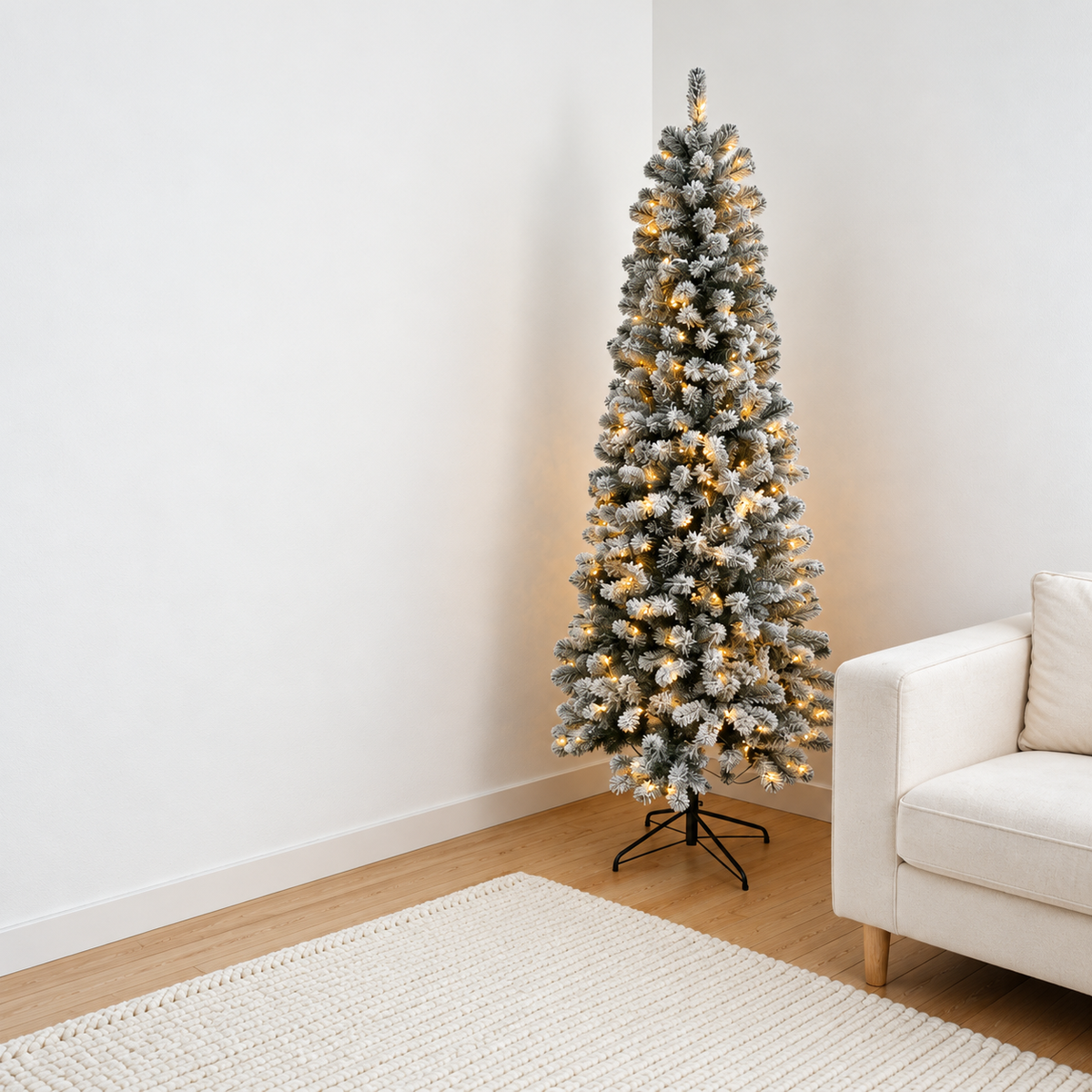Cypress Spruce Artificial Christmas Tree with Silver Flocking