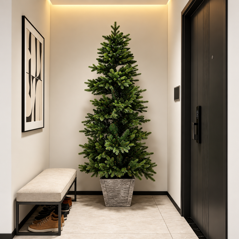 Cypress Spruce Artificial Christmas Tree with Decorative Planter