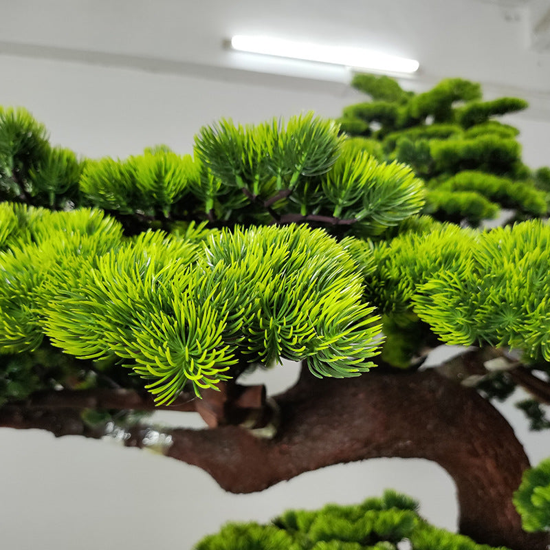 Artificial Pine Plant Natural Wood Trunk Indoor Display