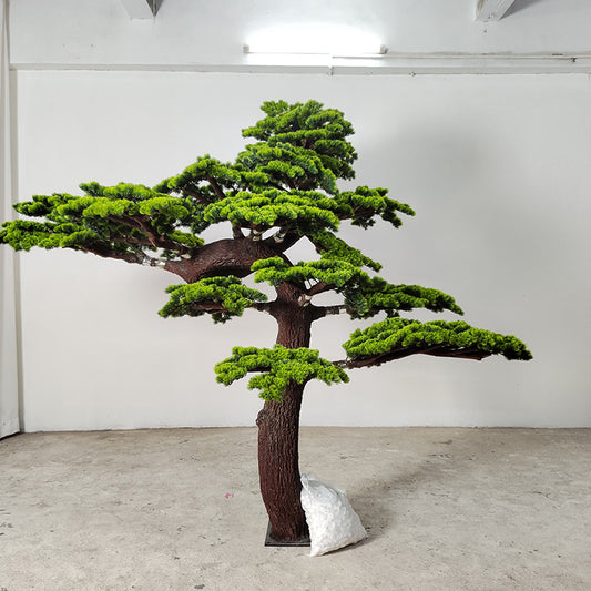 Artificial Pine Plant Natural Wood Trunk Indoor Display