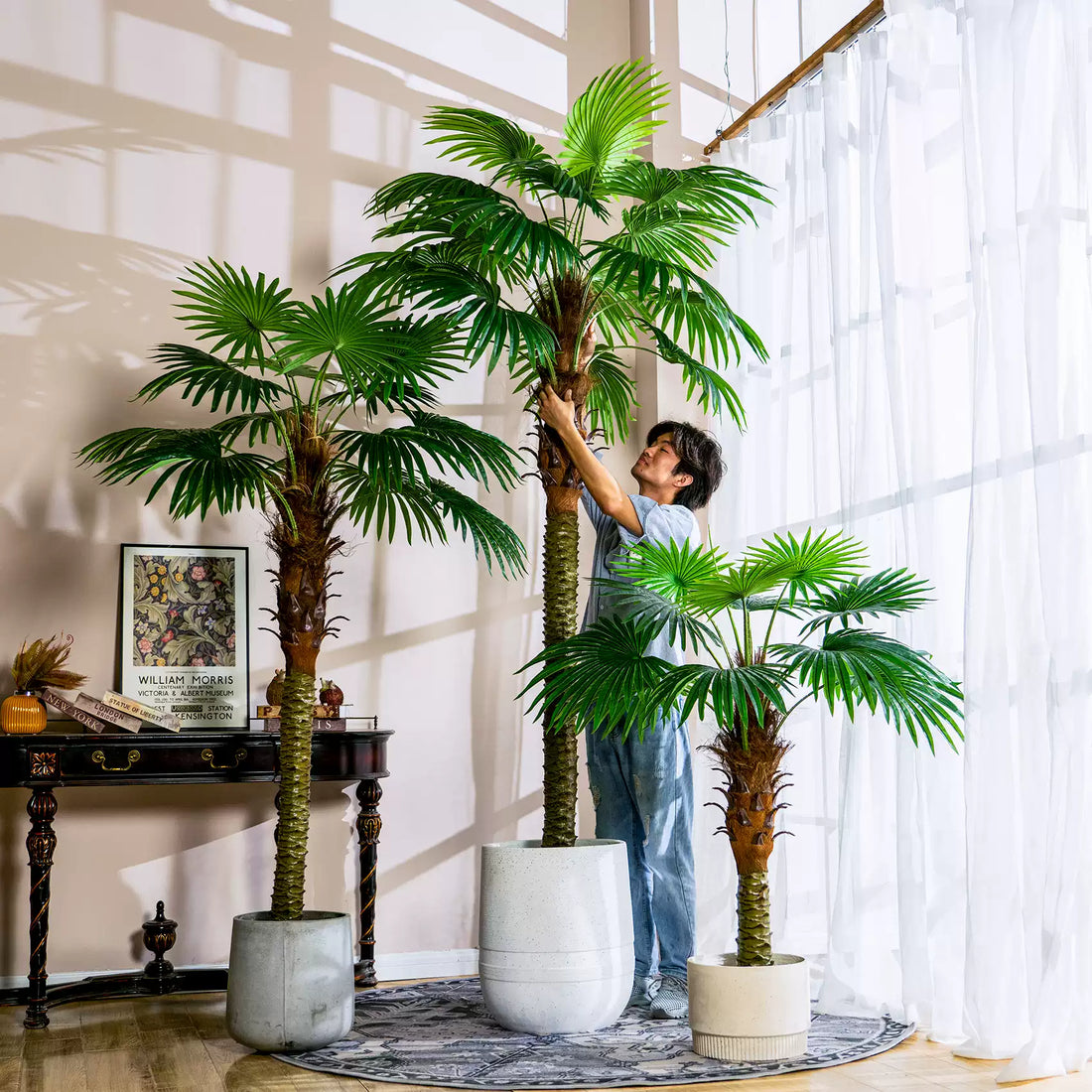 Artificial Fan Palm Tree Floor Decor 6.6 ft