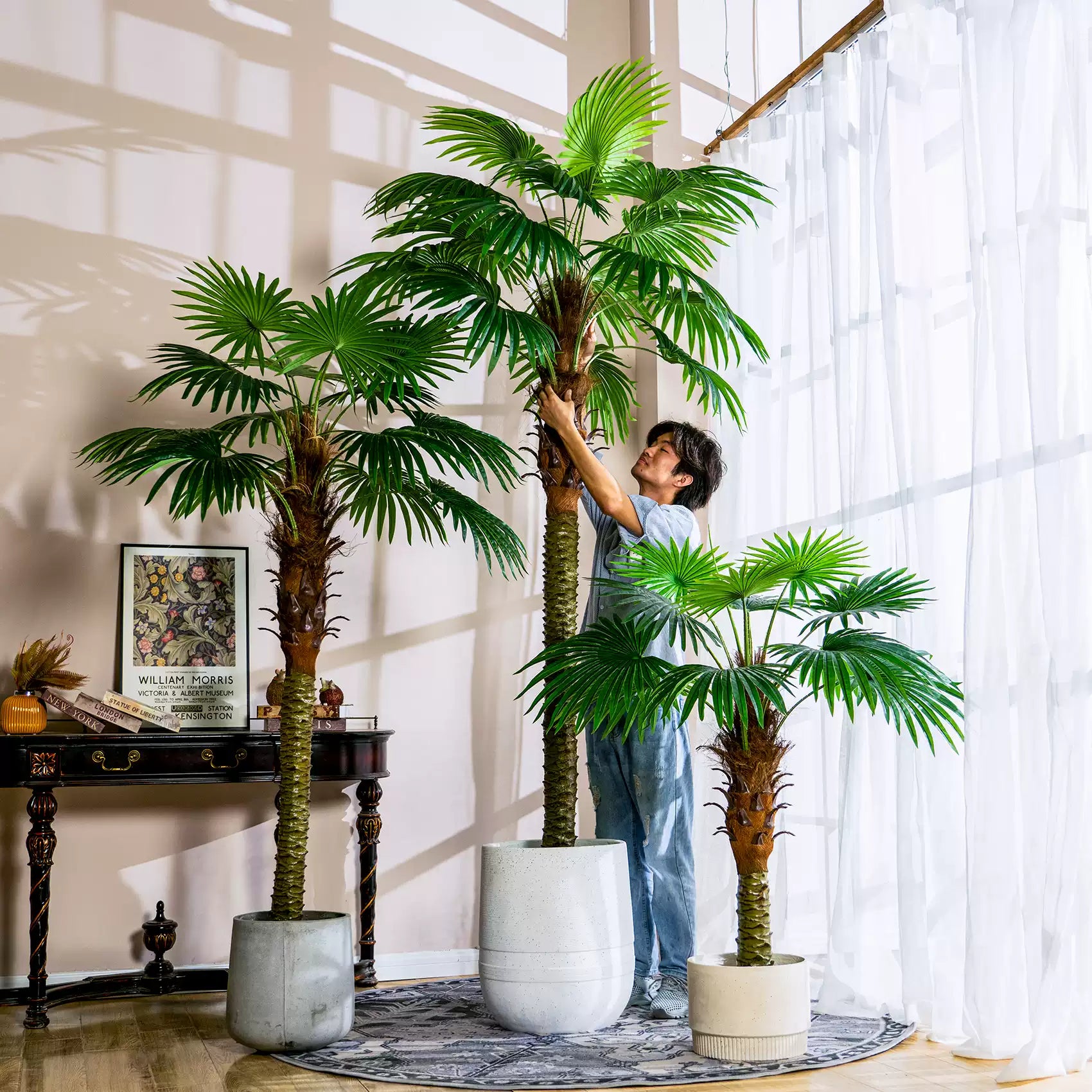 Artificial Fan Palm Tree Floor Decor 6.6 ft