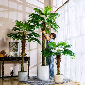 Artificial Fan Palm Tree Floor Decor 6.6 ft