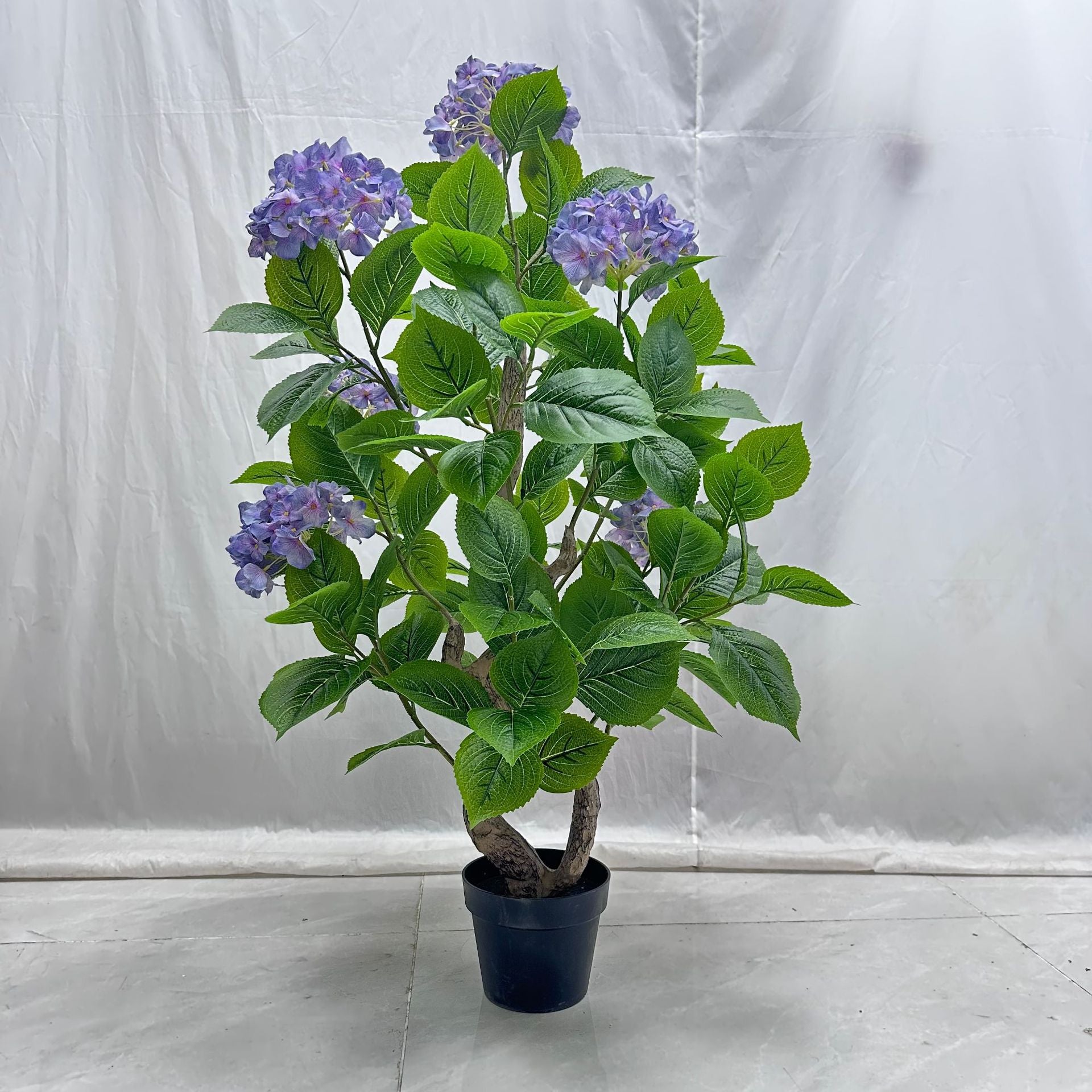 Purple Hydrangea Artificial Potted Floor Plant 3 FT