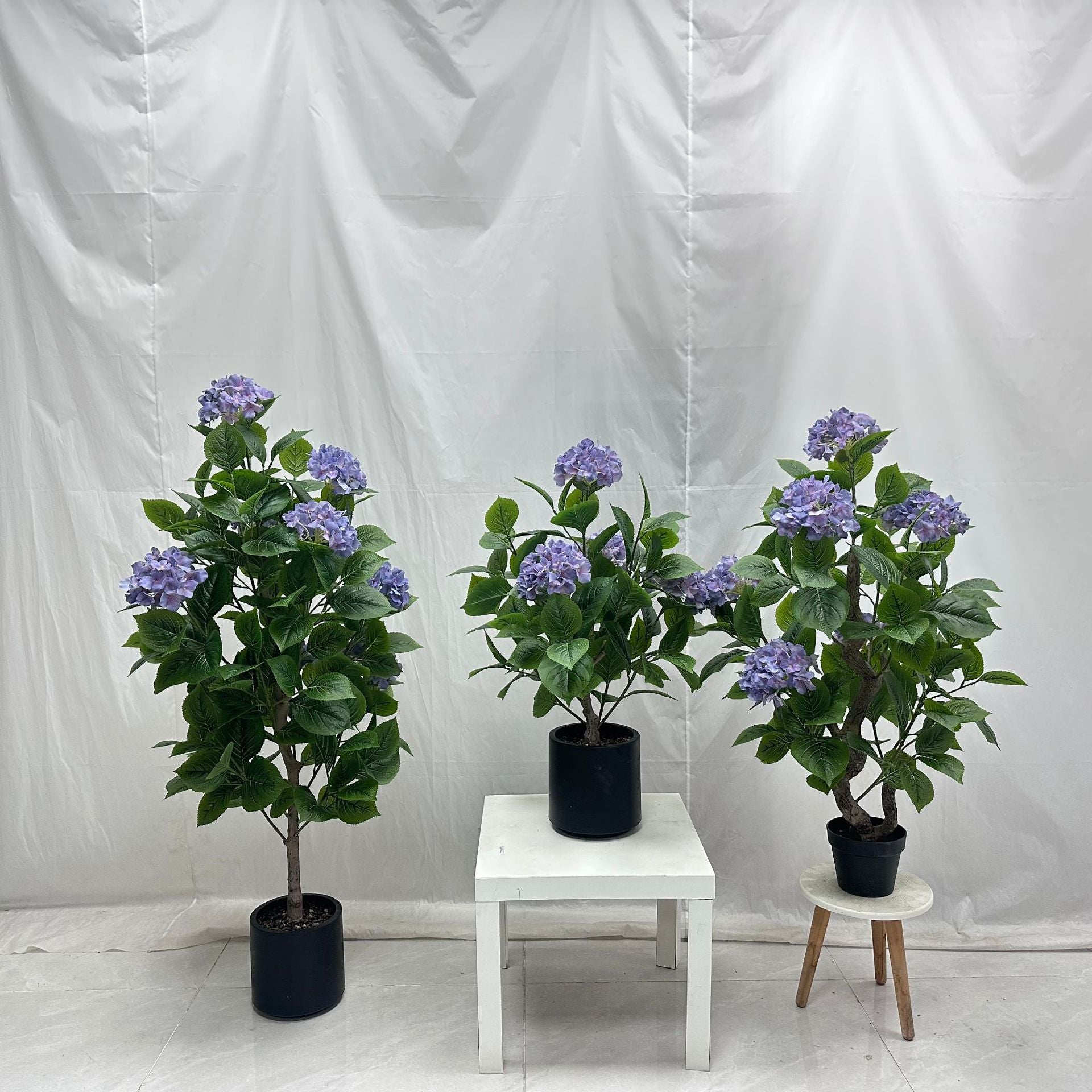 Purple Hydrangea Artificial Potted Floor Plant 3 FT