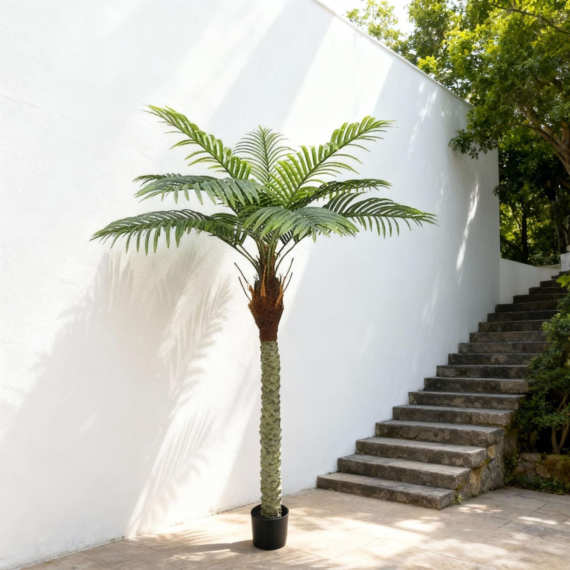 Tall Faux Date Palm Tree in Pot for Interiors