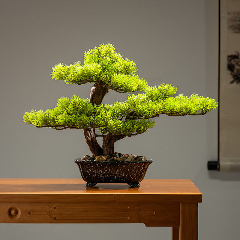 cypress bonsai artificial tree Artificial Cliff Cypress Natural Wood Trunk Entrance Accent