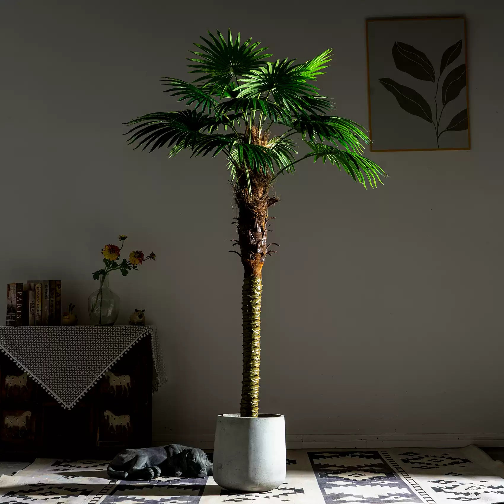 Artificial Fan Palm Tree Floor Decor 6.6 ft