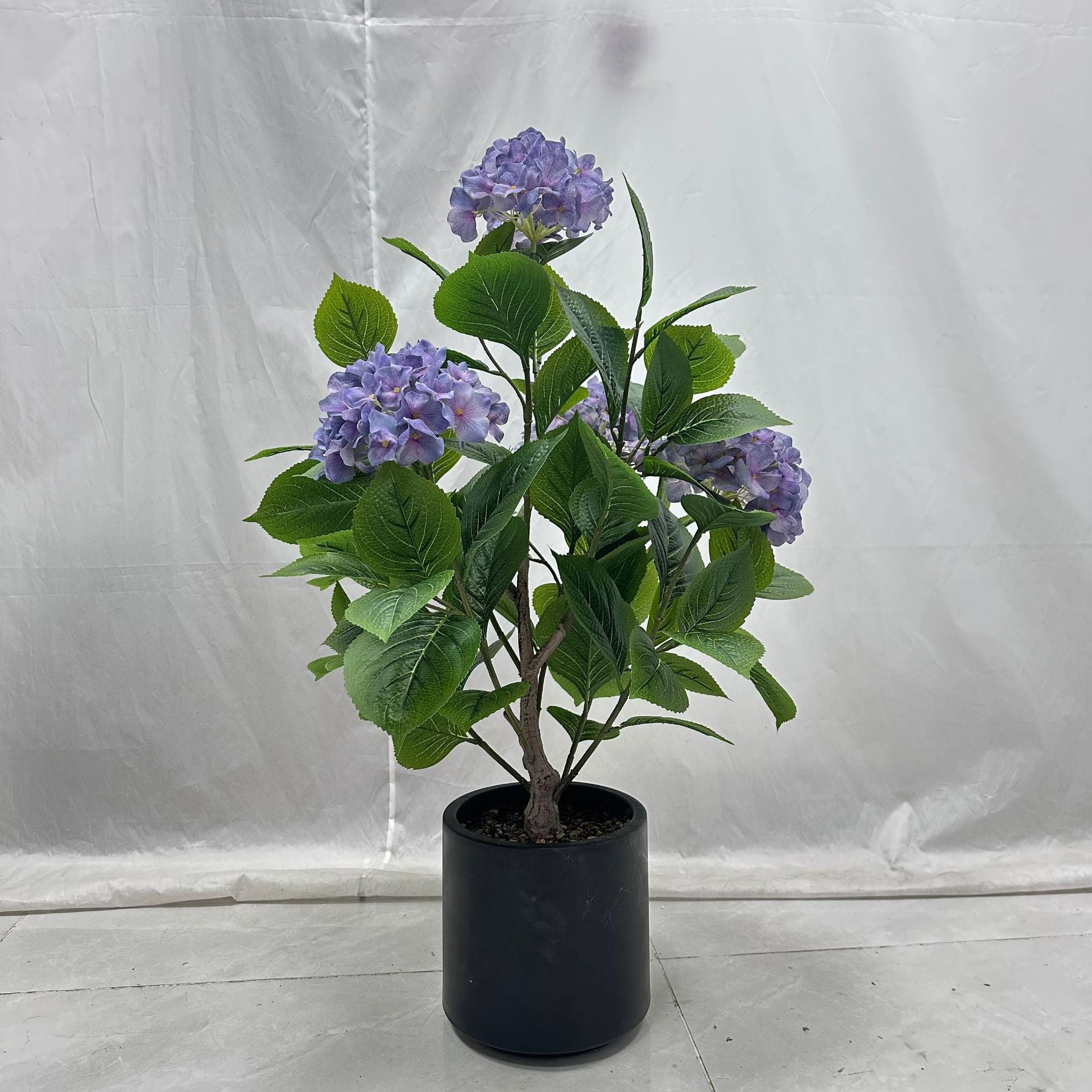 Purple Hydrangea Artificial Potted Floor Plant 3 FT