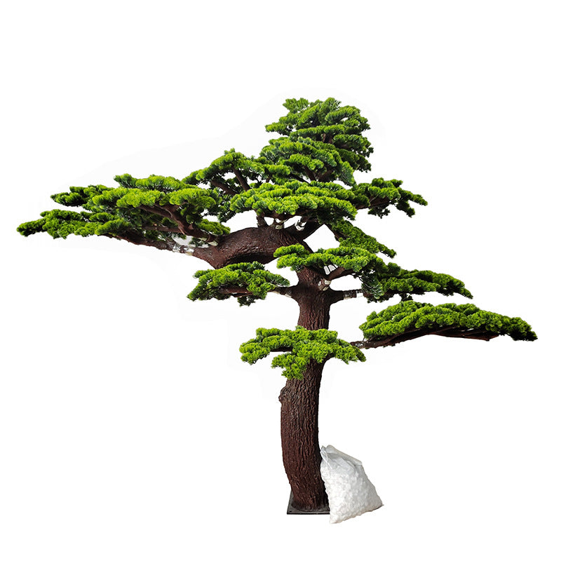 Artificial Pine Plant Natural Wood Trunk Indoor Display