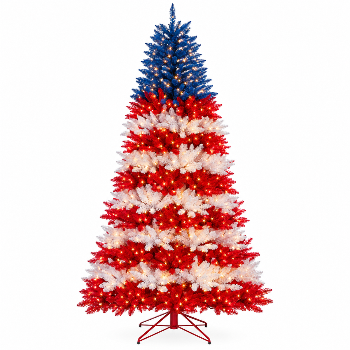 Royal Fir Artificial Christmas Tree with Red, White & Blue Patriotic Design