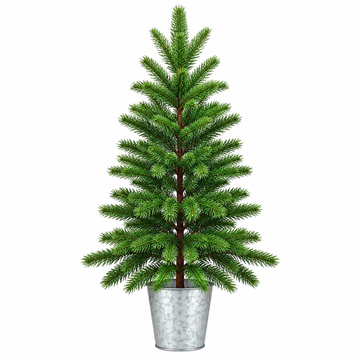 Nordic Pine Artificial Christmas Tree with Natural Green Branches and Decorative Pot