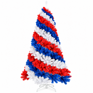 Royal Fir Artificial Christmas Tree with Red, White & Blue Patriotic Design