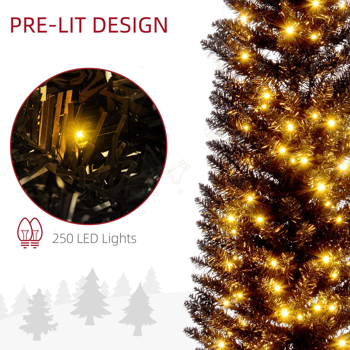 Slim Artificial Christmas Tree with Warm White LEDs