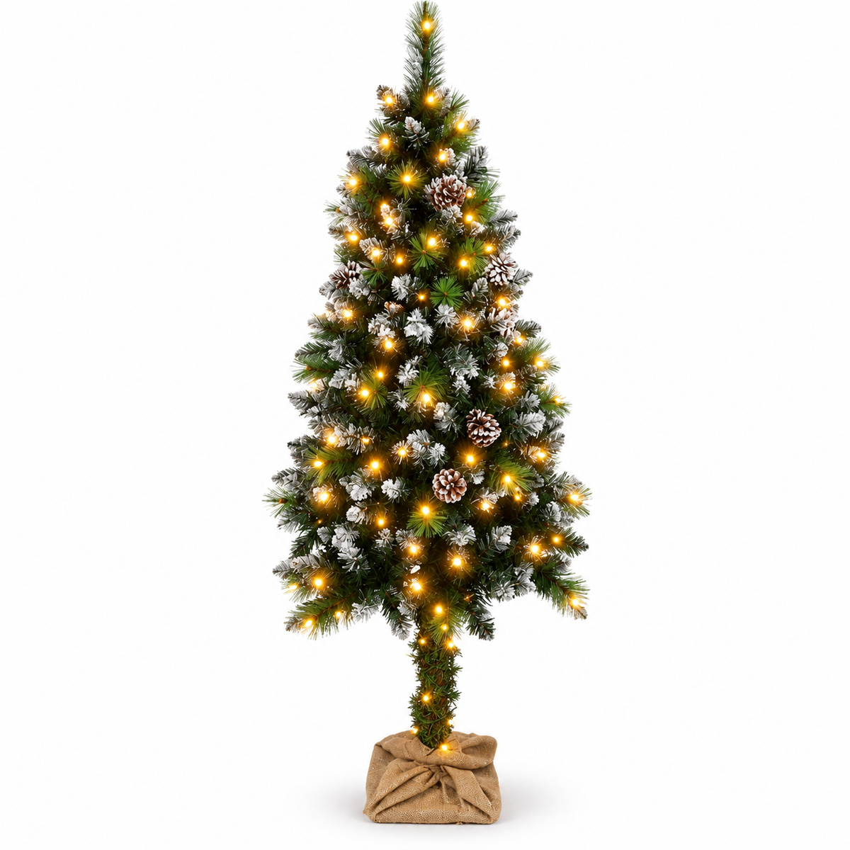 Slim Artificial Snow Flocked Pencil Christmas Tree with LED Lights