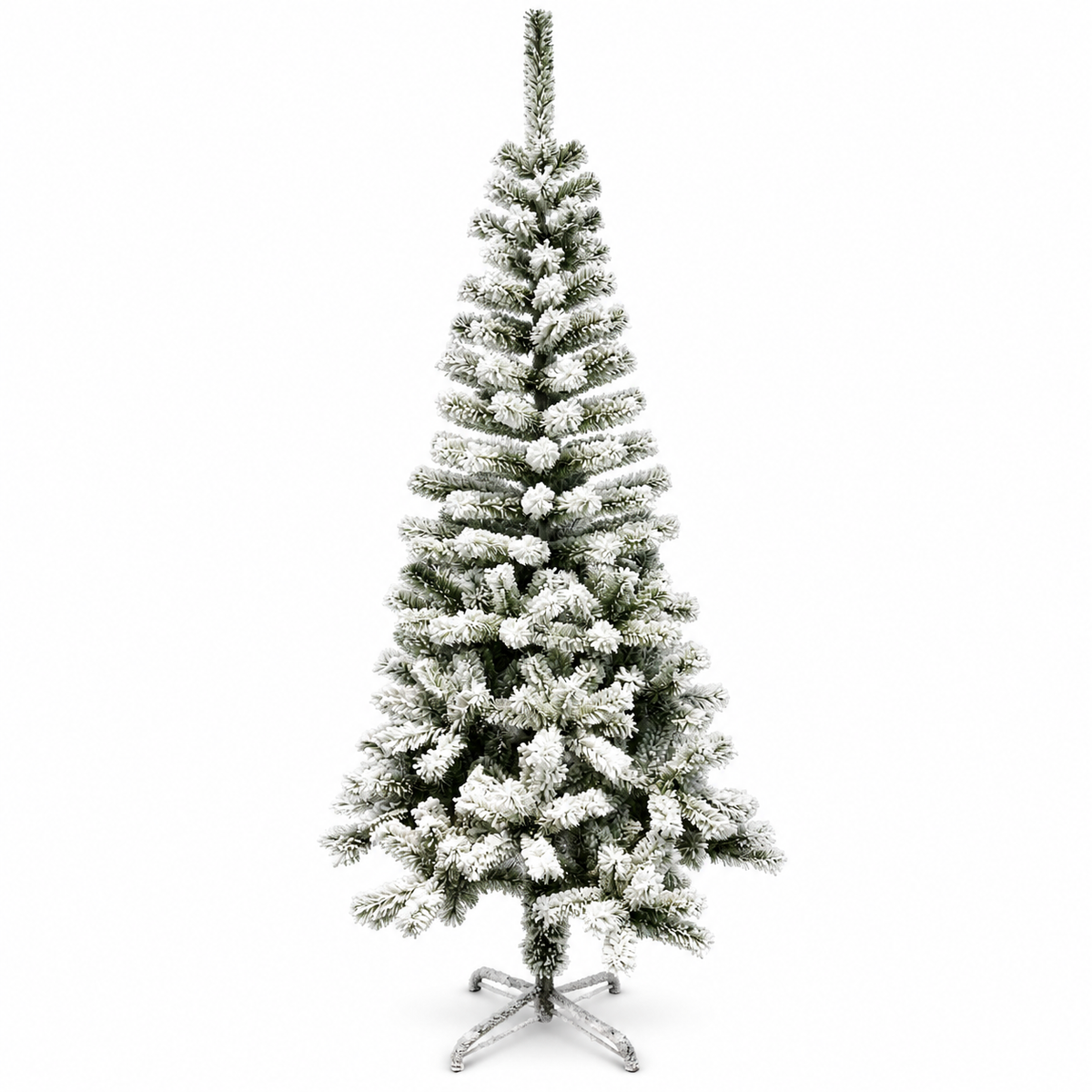 Alpine Fir Flocked Pencil Artificial Christmas Tree with Snowy Branches