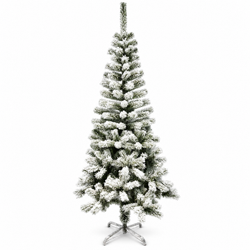 Alpine Fir Flocked Pencil Artificial Christmas Tree with Snowy Branches