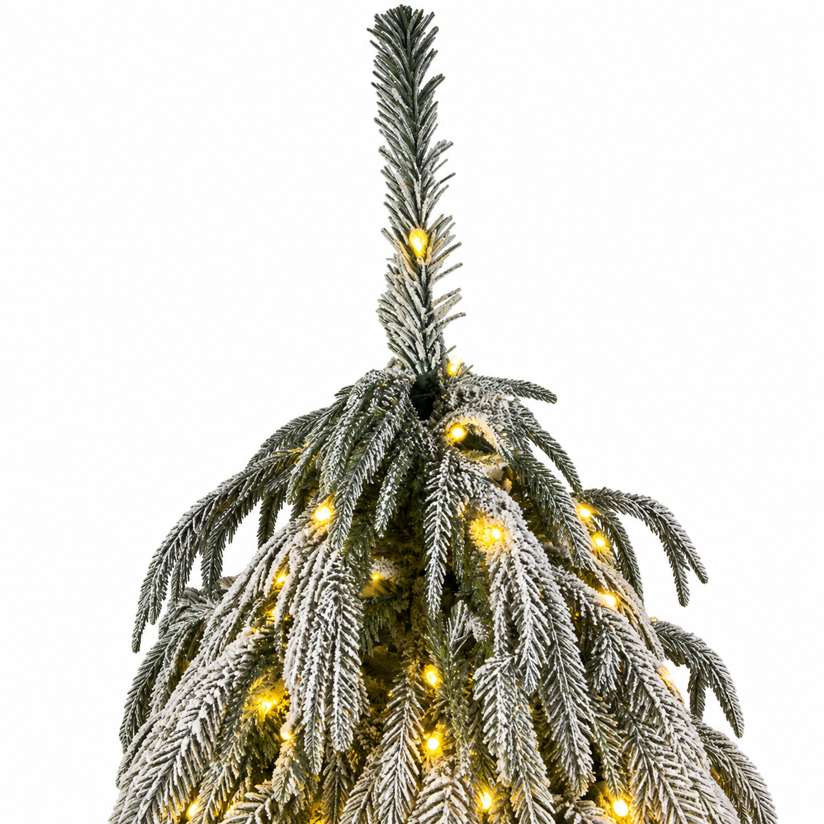 Pre-Lit Snow Flocked Weeping Artificial Christmas Tree with Warm White LED Lights