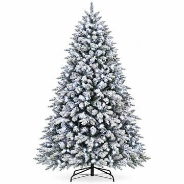 Snow Flocked Full PE Artificial Christmas Tree with Pre-Lit Design