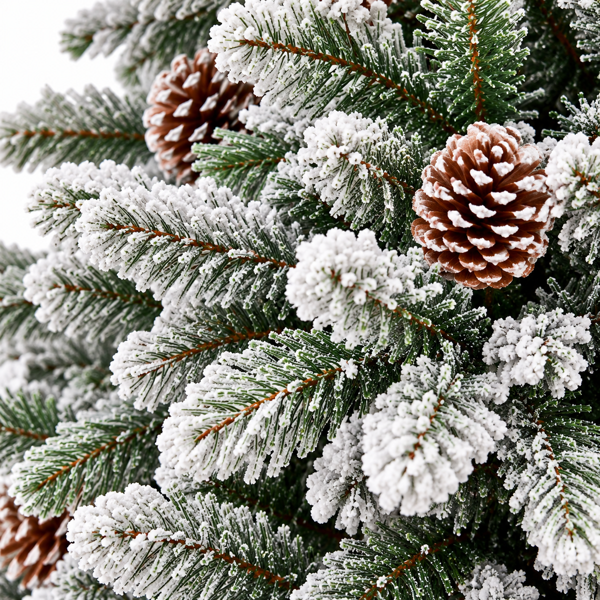King Noble Artificial Christmas Tree with Snow Flocking and Pine Cones
