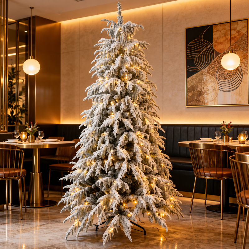 King Flock Artificial Christmas Tree with Pine Cones and Warm White Lights