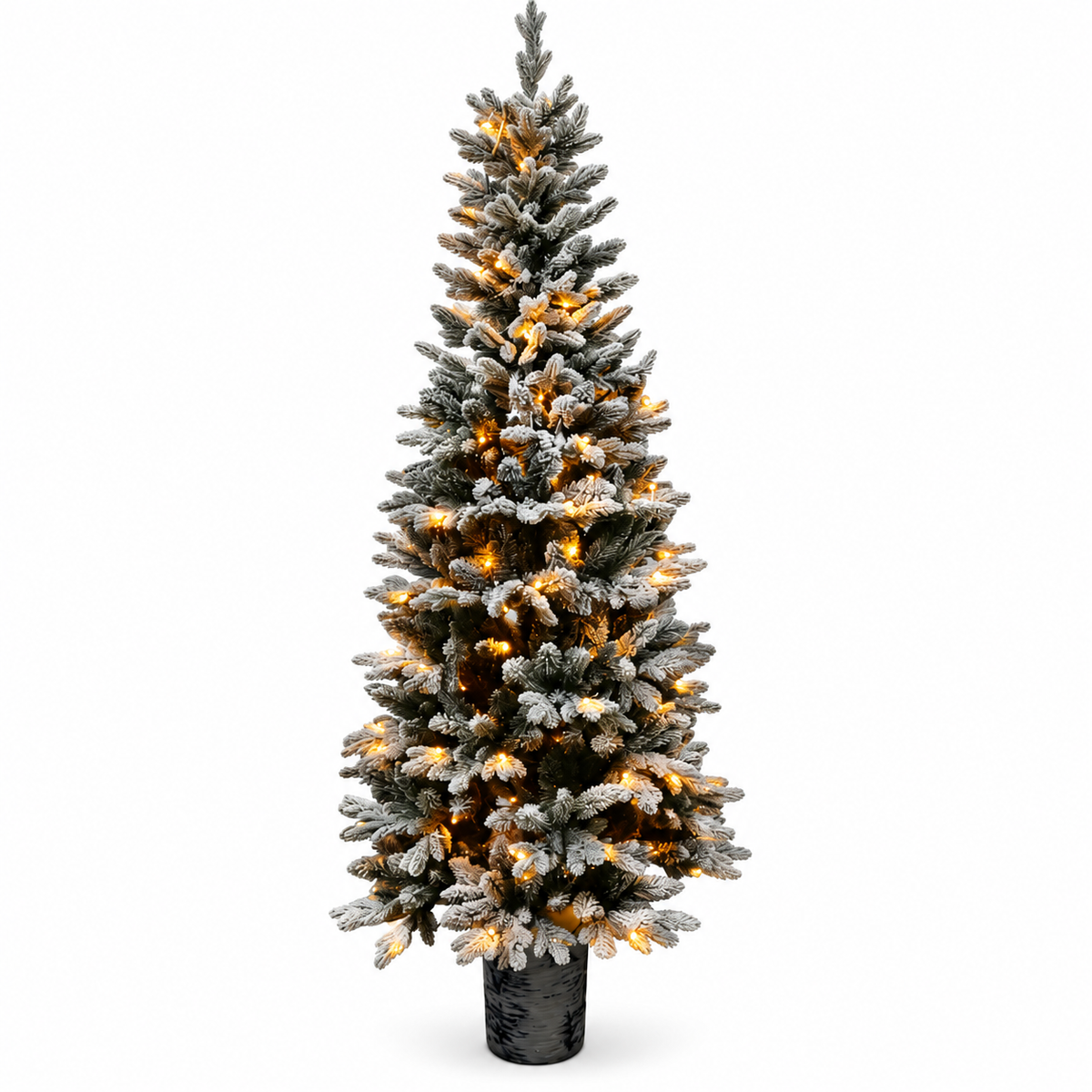 Flocked Artificial Cedar Christmas Tree with Warm White LED Lights