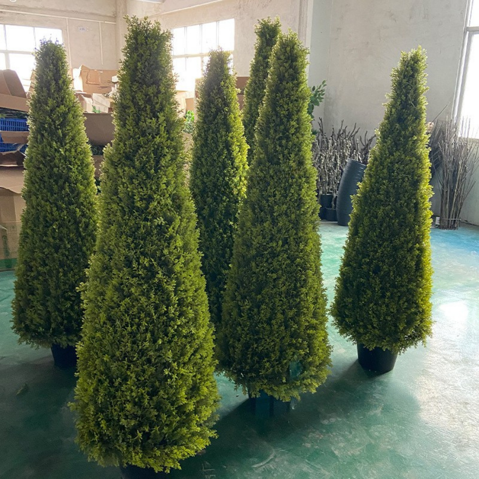 Artificial Conical Tree Faux Green Sculpture 8 FT