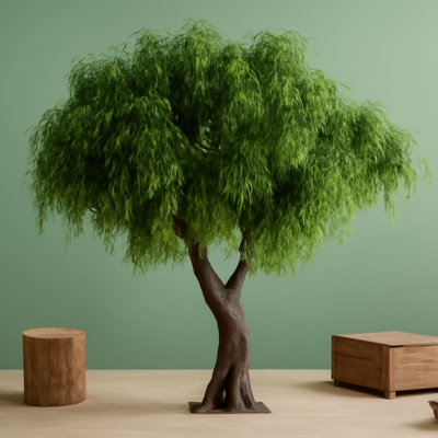 Custom 4m Fiberglass Fake Willow Tree for Outdoor Decor