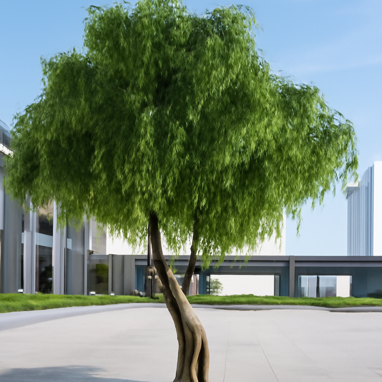 Custom 3.5m Fiberglass Fake Willow Tree for Outdoor Decor