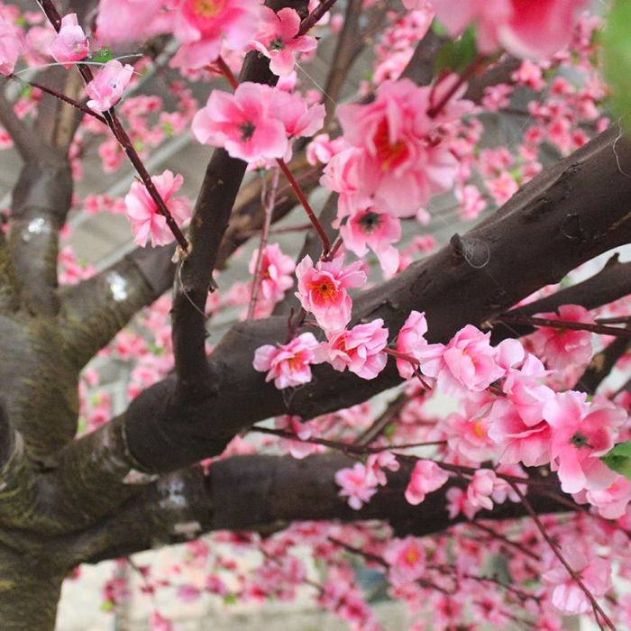 Artificial Peach Blossom Tree 3m Natural Wood Trunk Wedding Decor