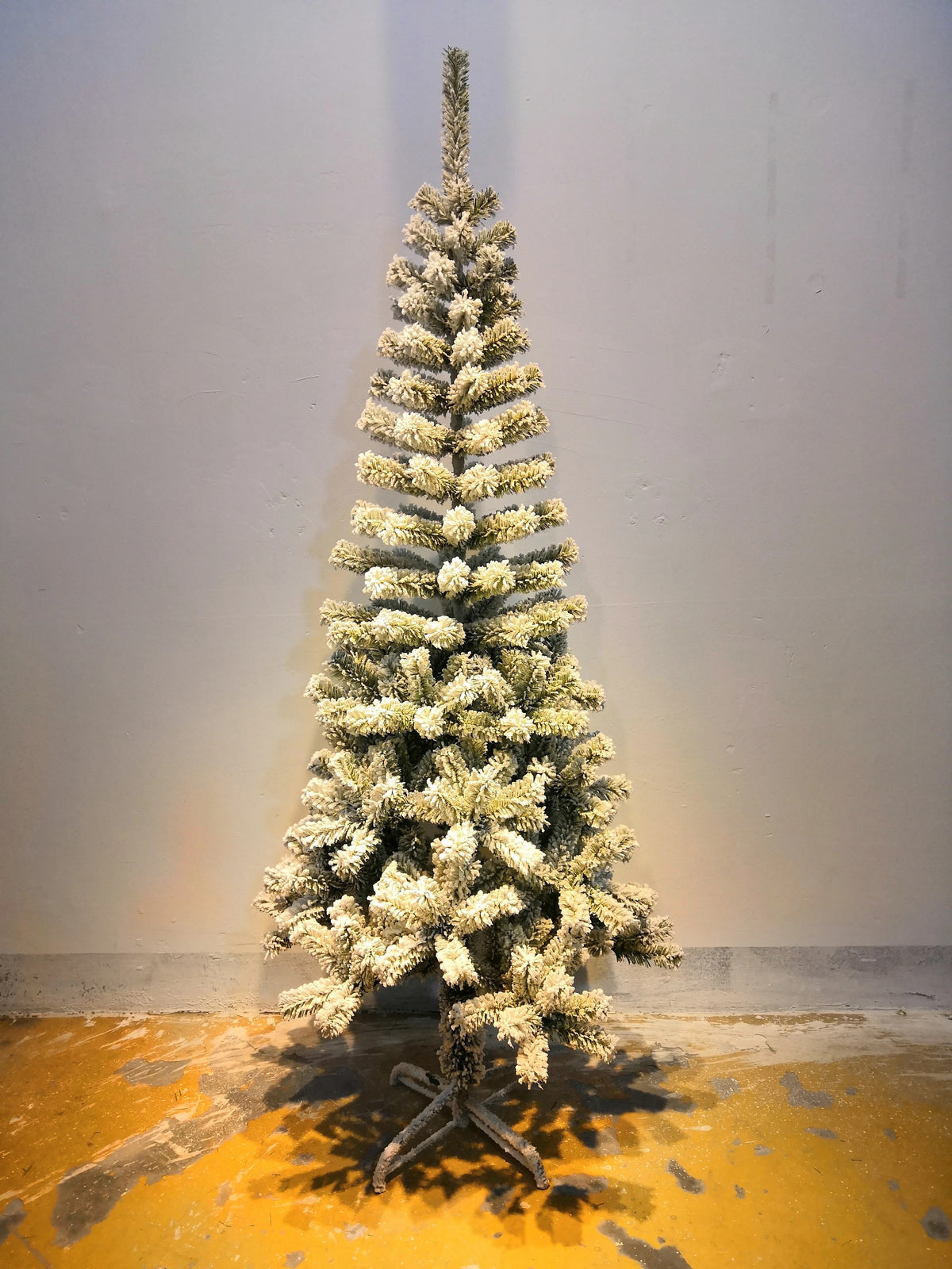 Alpine Fir Flocked Pencil Artificial Christmas Tree with Snowy Branches