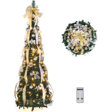 Artificial Christmas Pine Tree with Warm White Lights