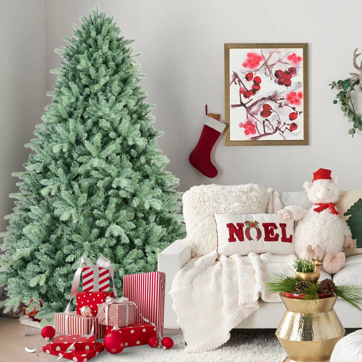 Artificial Christmas Tree Blue Green Tint Hinged Style