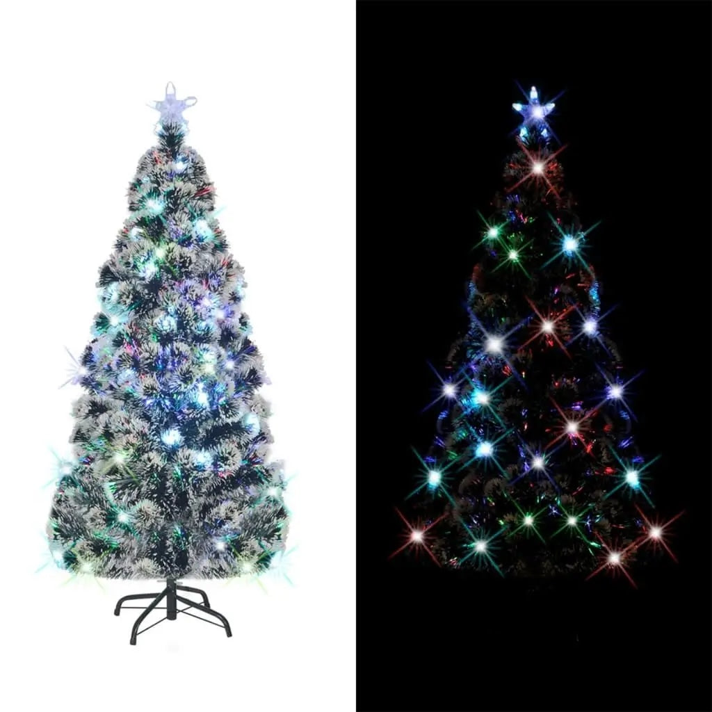 Artificial Christmas Tree Green White Pre Fiber Optic Pre Lit