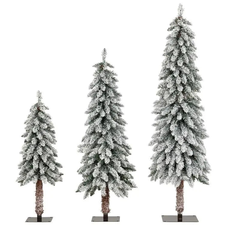 Artificial Christmas Trees Set of 3 Snow Flocked