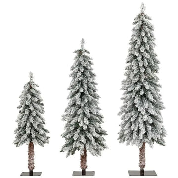 Artificial Christmas Trees Set of 3 Snow Flocked