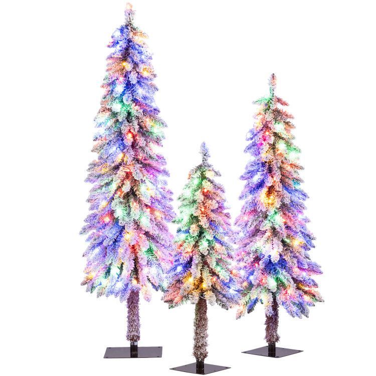 Artificial Christmas Trees Set of 3 Snow Flocked