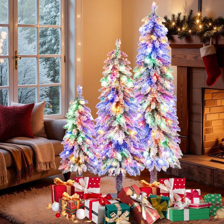 Artificial Christmas Trees Set of 3 Snow Flocked