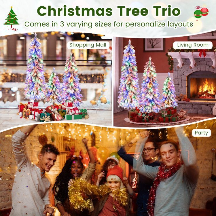 Artificial Christmas Trees Set of 3 Snow Flocked