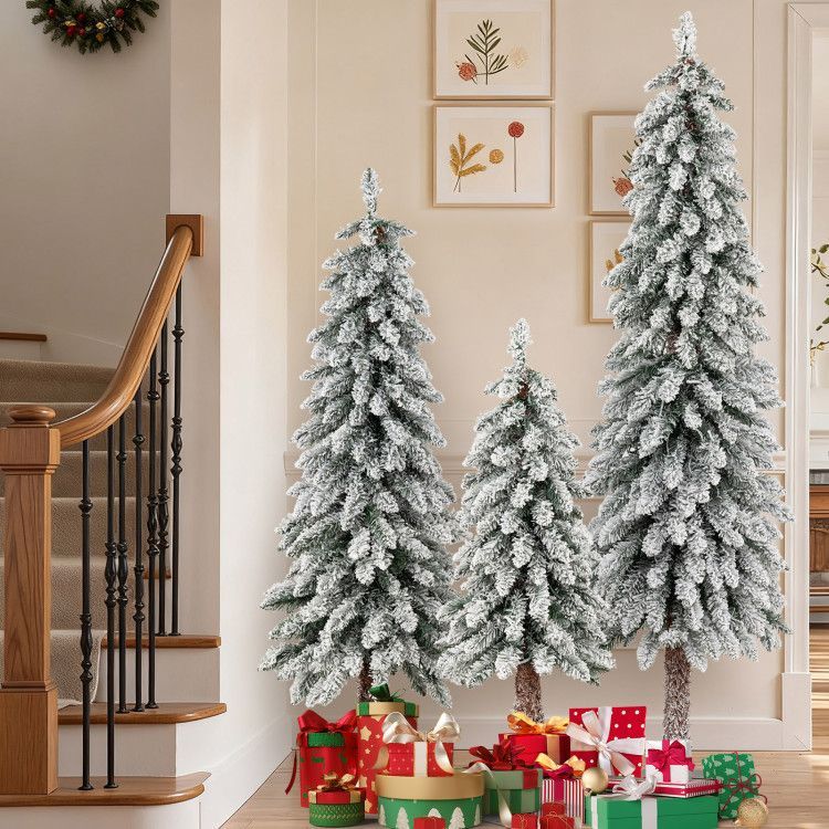 Artificial Christmas Trees Set of 3 Snow Flocked